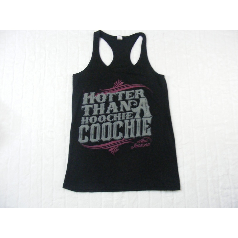 Alan Jackson Tank Top Women Size M Black Excellent Hotter Than A Hoochie Coochie